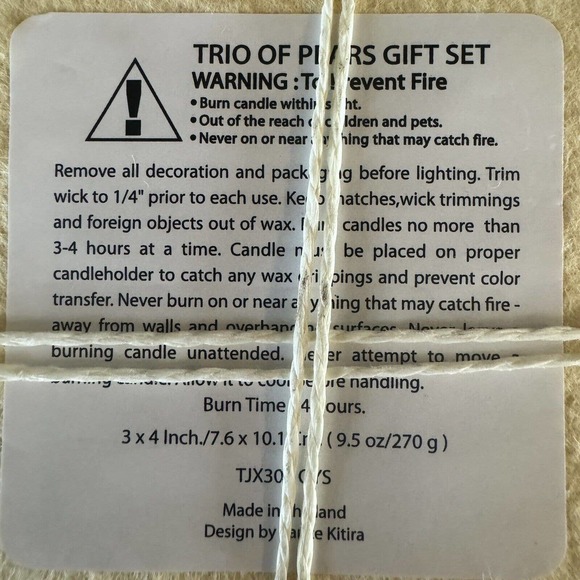 Vance Kitira Hand Poured Candles Trio of Pears New in Package Candle Gift Set - Picture 5 of 8